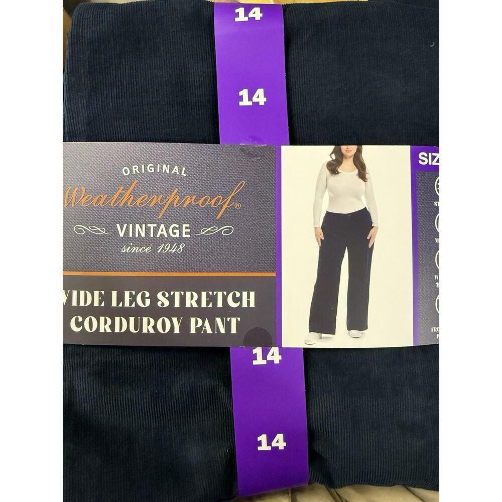 Weatherproof Vintage Ladies' Wide Leg Corduroy Pants, Navy 14 AC20